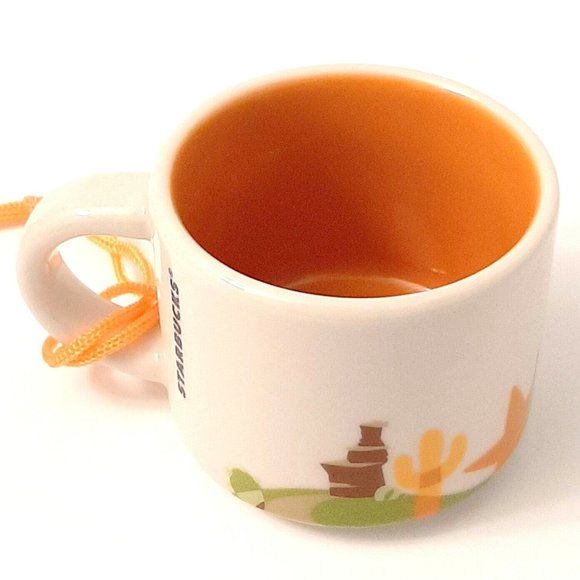 New Starbucks Texas Coffee Mini Mug Ornament 2 Oz 2016 Oil Rig Steer Cactus - Picture 5 of 8